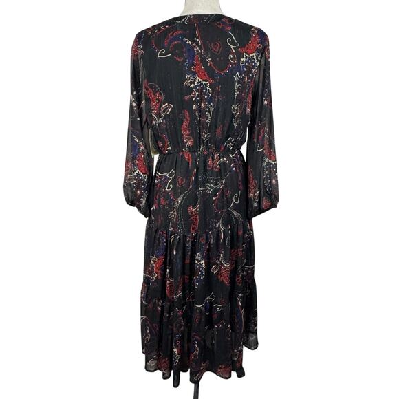 Reba Medium Midi Dress Paisley Long Balloon Sleeve Embroidered Lined Tasseled - Picture 8 of 12